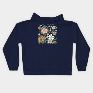 Rose, Hibiscus and Daisy Pattern Kids Hoodie